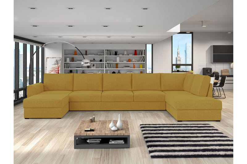 Taberk Sovesofa med Divan och Schäslong 5-sits - Gul - Møbler - Sofaer - Sovesofaer - Sovesofa divan