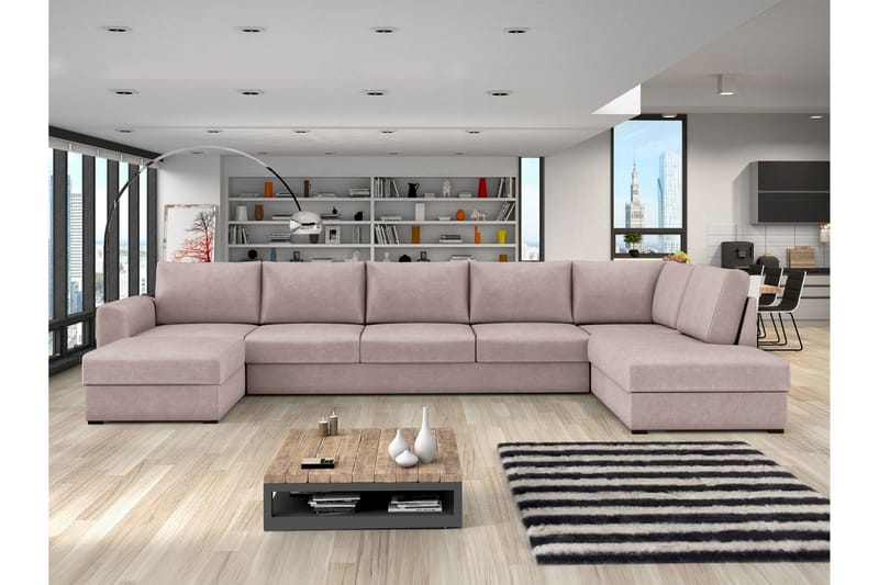Taberk Sovesofa med Divan och Schäslong 5-sits - Rosa - Møbler - Sofaer - Sovesofaer - Sovesofa divan