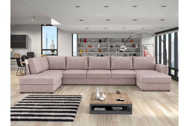 Taberk Sovesofa med Divan och Schäslong 5-sits - Rosa - Møbler - Sofaer - Sovesofaer - Sovesofa divan