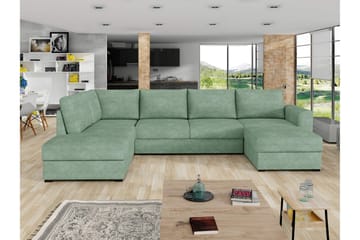 Taberk Sovesofa med Sjeselong og Dobbel Sjeselong 4-seter i Bouclé - Grønn - Møbler - Sofaer - Sovesofaer - Sovesofa divan