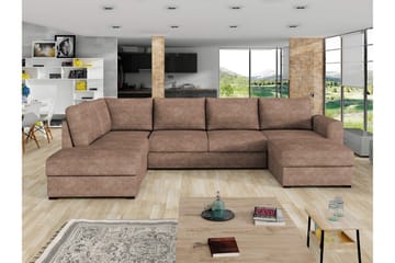 Taberk Sovesofa med Sjeselong og Dobbel Sjeselong 4-seter i Bouclé - Rosa - Møbler - Sofaer - Sovesofaer - Sovesofa divan