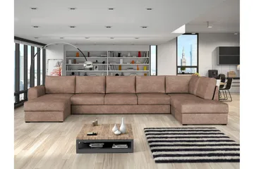 Taberk Sovesofa med Sjeselong og Dobbel Sjeselong 5-seter i Bouclé - Rosa - Møbler - Sofaer - Sovesofaer - Sovesofa divan