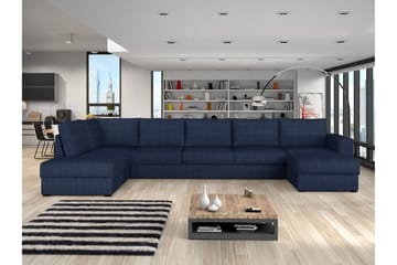 Taberk Sovesofa med Sjeselong og Dobbel Sjeselong 5-seter i Chenille - Blå - Møbler - Sofaer - Sovesofaer - Sovesofa divan