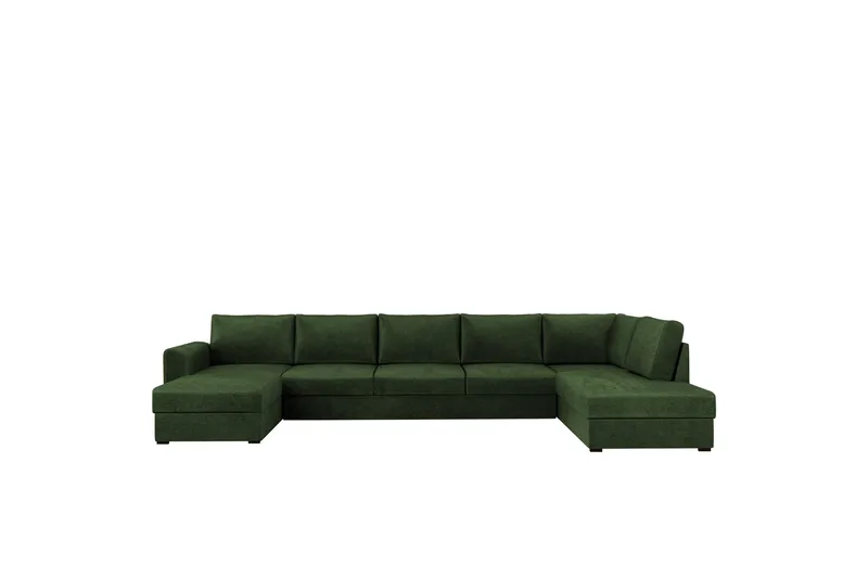 Taberk Sovesofa med Sjeselong og Dobbel Sjeselong 5-seter i Chenille, Grønn
