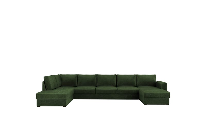 Taberk Sovesofa med Sjeselong og Dobbel Sjeselong 5-seter i Chenille, Grønn