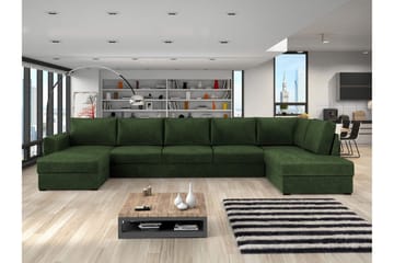 Taberk Sovesofa med Sjeselong og Dobbel Sjeselong 5-seter i Chenille - Grønn - Møbler - Sofaer - Sovesofaer - Sovesofa divan