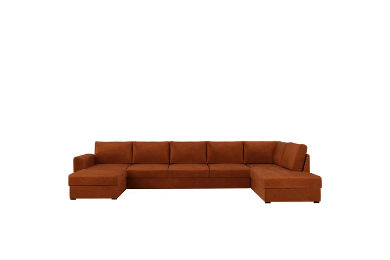 Taberk Sovesofa med Sjeselong og Dobbel Sjeselong 5-seter i Chenille, Oransje