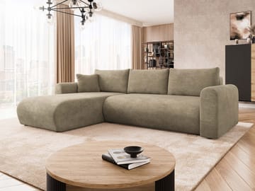 Tacon 3-seters sovesofa med divan - beige - Møbler - Sofaer - Sovesofaer - Hjørnesovesofa