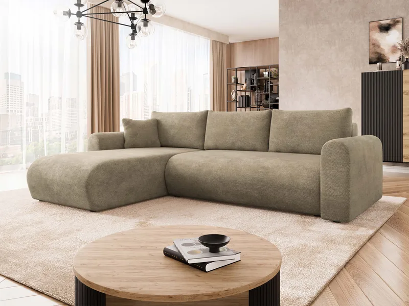 Tacon 3-seters sovesofa med divan - beige - Møbler - Sofaer - Sovesofaer - Hjørnesovesofa