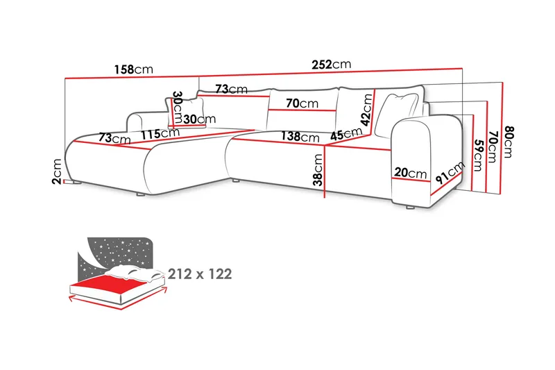 Tacon Sovesofa Med 3-Seters Divan - Grå/Beige - Møbler - Sofaer - Sovesofaer - Sovesofa divan