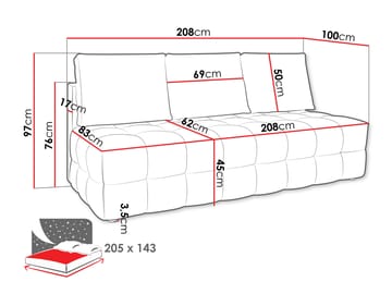 Talvar 3-seters sovesofa - hvit - Møbler - Sofaer - Sovesofaer - 3 seters sovesofa