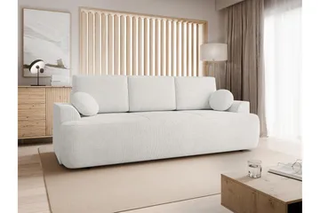 Terros 3-seters Rektangulær Sovesofa 147x205 cm med Oppbevaring i Stoff - Hvit - Møbler - Sofaer - Sovesofaer - 3 seters sovesofa