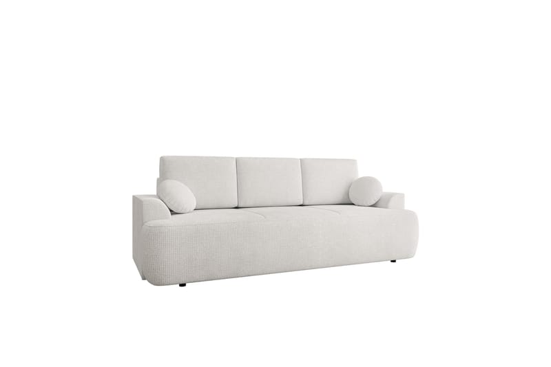 Terros 3-seters Rektangulær Sovesofa 147x205 cm med Oppbevaring i Stoff, Hvit