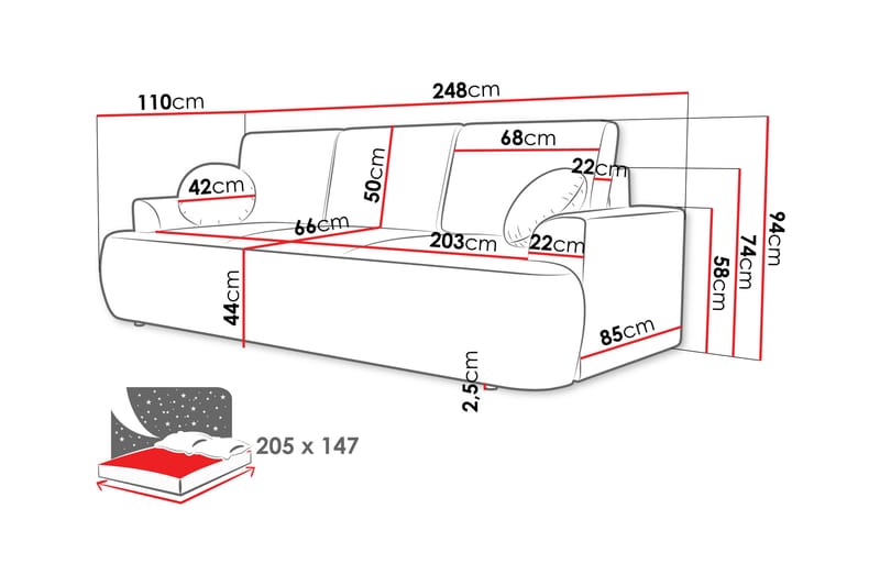 Terros Sovesofa 3-seter - Brun - Møbler - Sofaer - Sovesofaer - 3 seters sovesofa