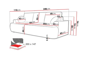 Terros Sovesofa 3-seter - Hvit - Møbler - Sofaer - Sovesofaer - 3 seters sovesofa