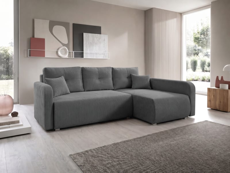 Toren sovesofa med oppbevaring og divan høyre - Grå - Møbler - Sofaer - Sovesofaer - Sovesofa divan