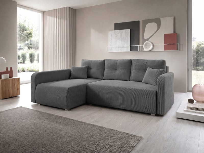 Toren sovesofa med oppbevaring og divan venstre - Grå - Møbler - Sofaer - Sovesofaer - Sovesofa divan