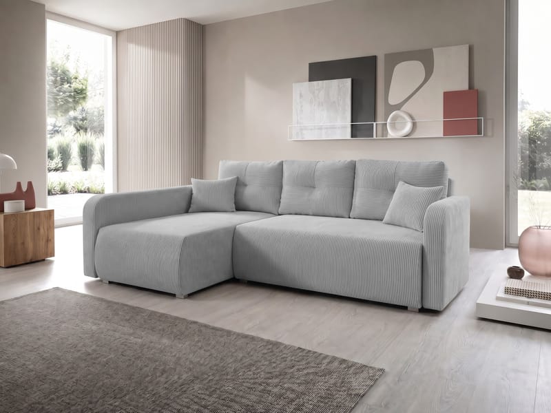 Toren sovesofa med oppbevaring og divan venstre - Lysegrå - Møbler - Sofaer - Sovesofaer - Sovesofa divan