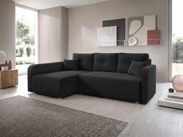Toren sovesofa med oppbevaring og divan venstre - Svart - Møbler - Sofaer - Sovesofaer - Sovesofa divan