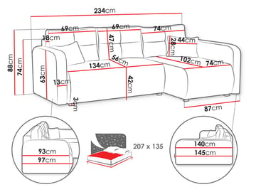 Toren sovesofa med oppbevaring og divan venstre - Svart - Møbler - Sofaer - Sovesofaer - Sovesofa divan