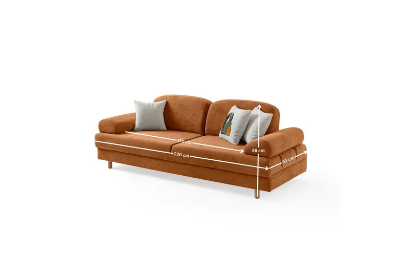 Torrelis Sovesofa 3-seter - Terrakotta - Møbler - Sofaer - Sovesofaer - 3 seters sovesofa