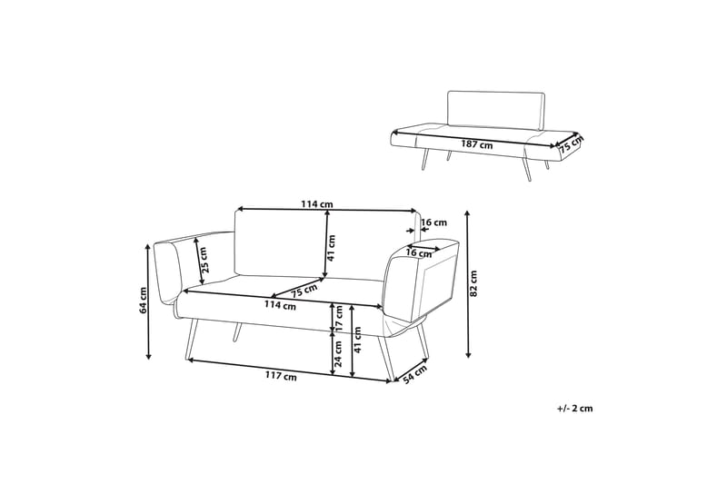 Touya 2-seter Sovesofa 75x187 cm i Fløyel - Rosa - Møbler - Sofaer - Sovesofaer - 2 seters sovesofa