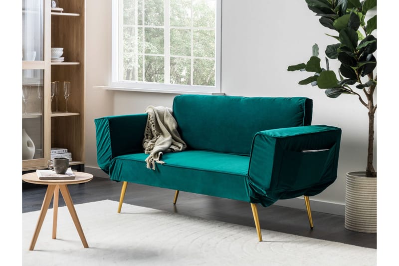 Touya Sovesofa 2-seter - Gull/Grønn - Møbler - Sofaer - Sovesofaer - 2 seters sovesofa