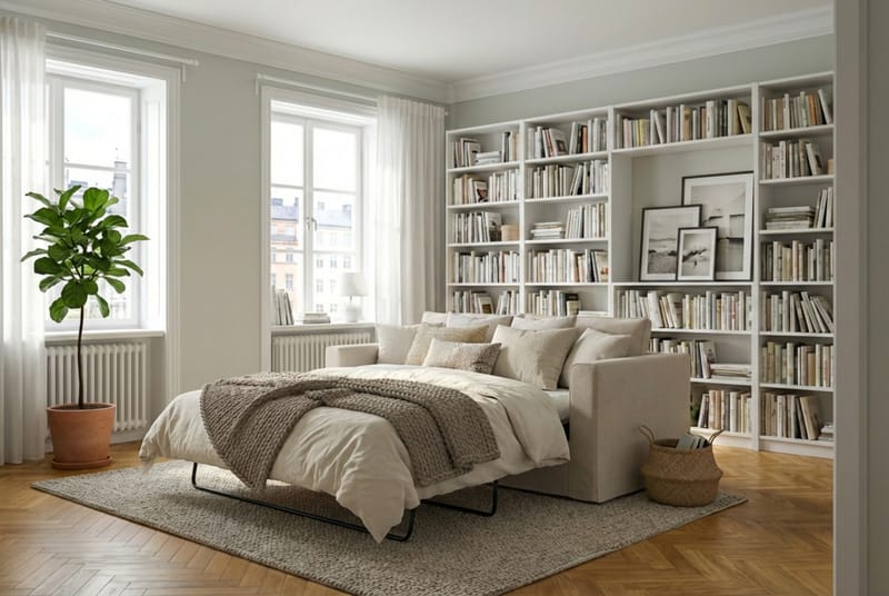 Travstad 3-seters sovesofa i chenille, fremoverutslått - Beige - Møbler - Sofaer - Sovesofaer - 3 seters sovesofa