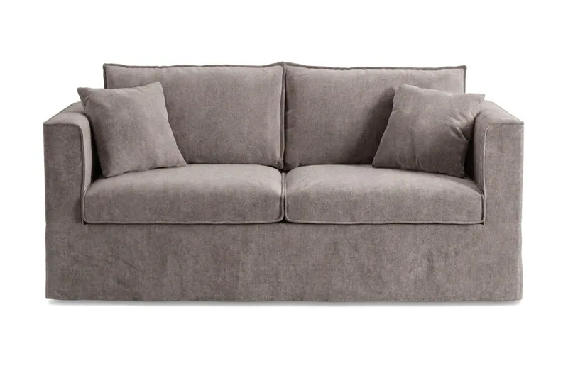 Travstad 3-seters sovesofa i chenille, fremoverutslått, Grå