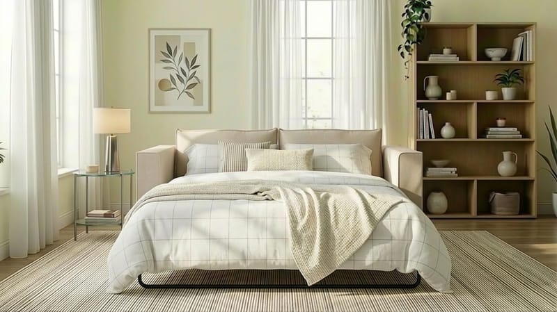 Travstad 3-seters Sovesofa i Chenille - Beige - Møbler - Sofaer - Sovesofaer - 3 seters sovesofa