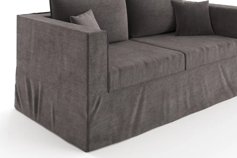 Travstad 3-seters Sovesofa i Chenille - Grå - Møbler - Sofaer - Sovesofaer - Forovervendt sovesofa