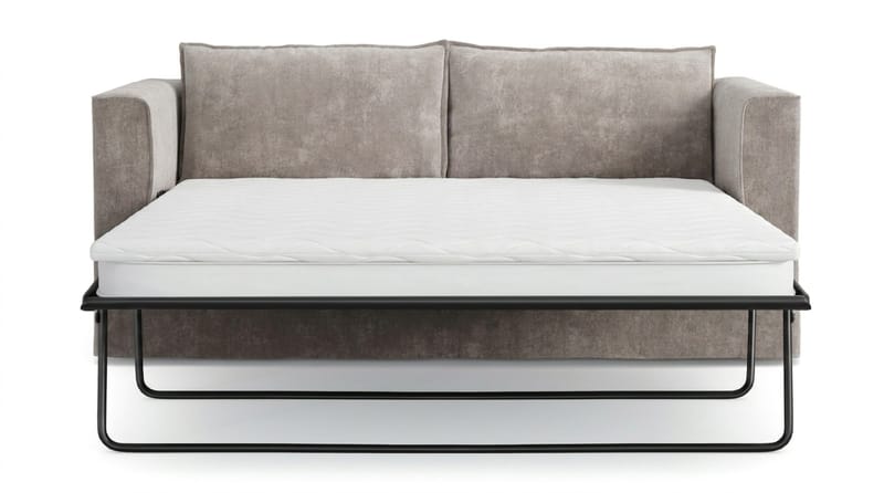 Travstad 3-seters sovesofa med HVILA overmadrass 140x200 cm latex med vaskbart trekk - Grå/hvit - Møbler - Sofaer - Sovesofaer - 3 seters sovesofa