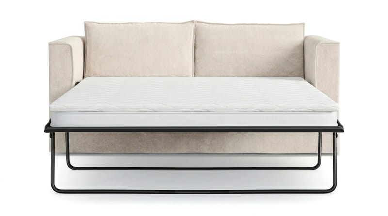 Travstad 3-seters sovesofa med HVILA overmadrass 140x200 cm memoryskum med vaskbart trekk - Beige/hvit - Møbler - Sofaer - Sovesofaer - 3 seters sovesofa