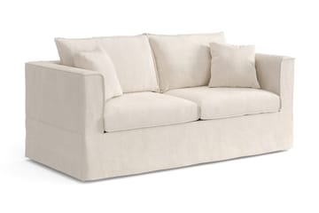 Travstad 3-seters sovesofa med HVILA overmadrass 140x200 cm polyeterskum med vaskbart trekk - Beige/hvit - Møbler - Sofaer - Sovesofaer - 3 seters sovesofa