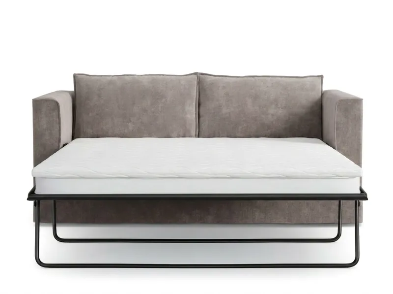 Travstad 3-seters sovesofa med HVILA overmadrass 140x200 cm polyeterskum med vaskbart trekk - Grå - Møbler - Sofaer - Sovesofaer - Forovervendt sovesofa