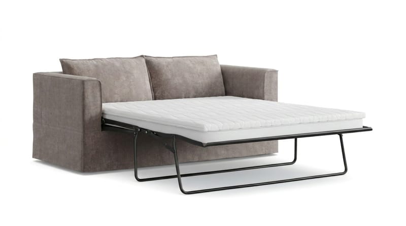 Travstad 3-seters sovesofa med HVILA overmadrass 140x200 cm polyeterskum med vaskbart trekk - Grå/hvit - Møbler - Sofaer - Sovesofaer - 3 seters sovesofa