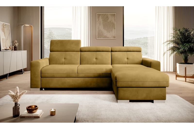 Trent Sovesofa m. Divan med Oppbevaring 3-seter - Gul - Møbler - Sofaer - Sovesofaer - Sovesofa divan