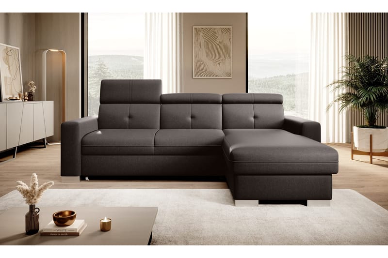 Trent Sovesofa m. Divan med Oppbevaring 3-seter - Mørkebrun - Møbler - Sofaer - Sovesofaer - Sovesofa divan
