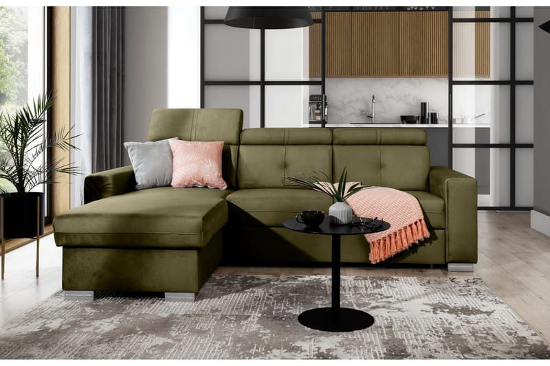 Trent Sovesofa m. Divan med Oppbevaring 3-seter, Rosa