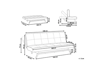 Tripta Sovesofa 3-seter - Svart/Hvit - Møbler - Sofaer - Sovesofaer - 3 seters sovesofa