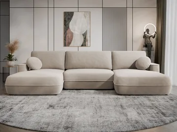 Uppland Sovesofa med dobbel sjeselong 5-seter - Beige - Møbler - Sofaer - Sovesofaer - U sovesofa