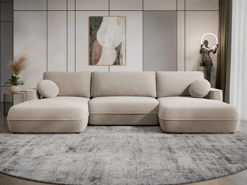 Uppland Sovesofa med dobbel sjeselong 5-seter - Beige - Møbler - Sofaer - Sovesofaer - U sovesofa