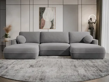 Uppland Sovesofa med dobbel sjeselong 5-seter - Grå - Møbler - Sofaer - Sovesofaer - U sovesofa