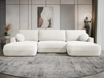 Uppland Sovesofa med dobbel sjeselong 5-seter - Hvit - Møbler - Sofaer - Sovesofaer - U sovesofa