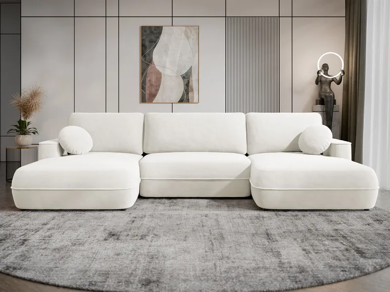 Uppland Sovesofa med dobbel sjeselong 5-seter - Hvit - Møbler - Sofaer - Sovesofaer - U sovesofa