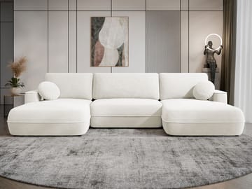 Uppland Sovesofa med dobbel sjeselong 5-seter - Hvit - Møbler - Sofaer - Sovesofaer - U sovesofa