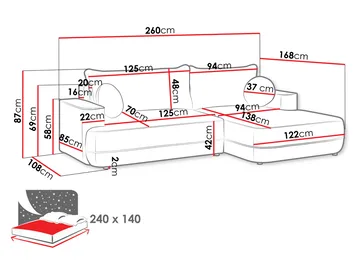 Uppland Sovesofa med sjeselong 3-seter - Beige - Møbler - Sofaer - Sovesofaer - Sovesofa divan