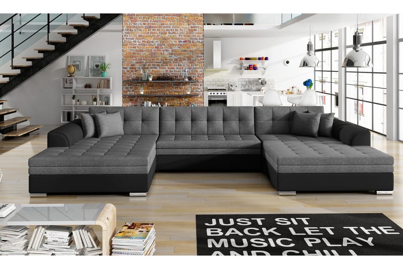 Ventolia Hjørnesovesofa - Grå/Svart - Møbler - Sofaer - Sovesofaer - U sovesofa