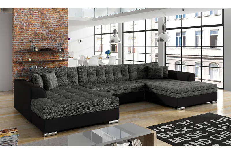 Ventolia Hjørnesovesofa - Grå/Svart - Møbler - Sofaer - Sovesofaer - U sovesofa