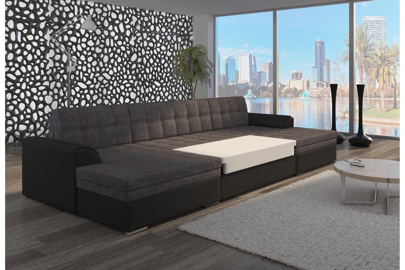 Ventolia Hjørnesovesofa - Svart/Hvit - Møbler - Sofaer - Sovesofaer - U sovesofa